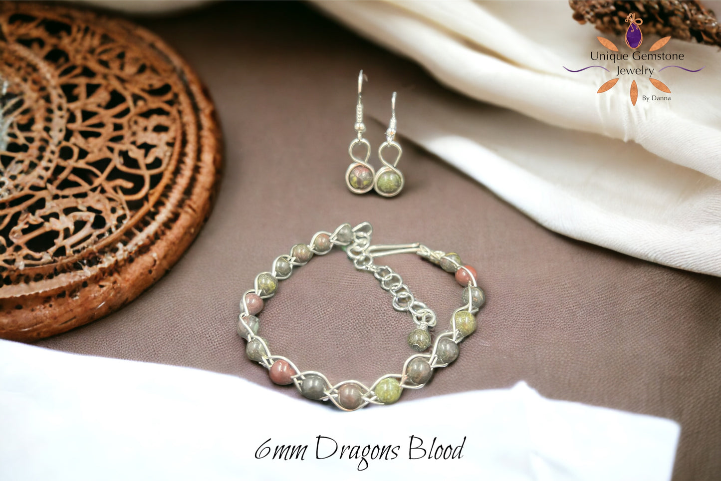 Matching Jewelry Set - Dragon Blood Quartz Gemstone Beads