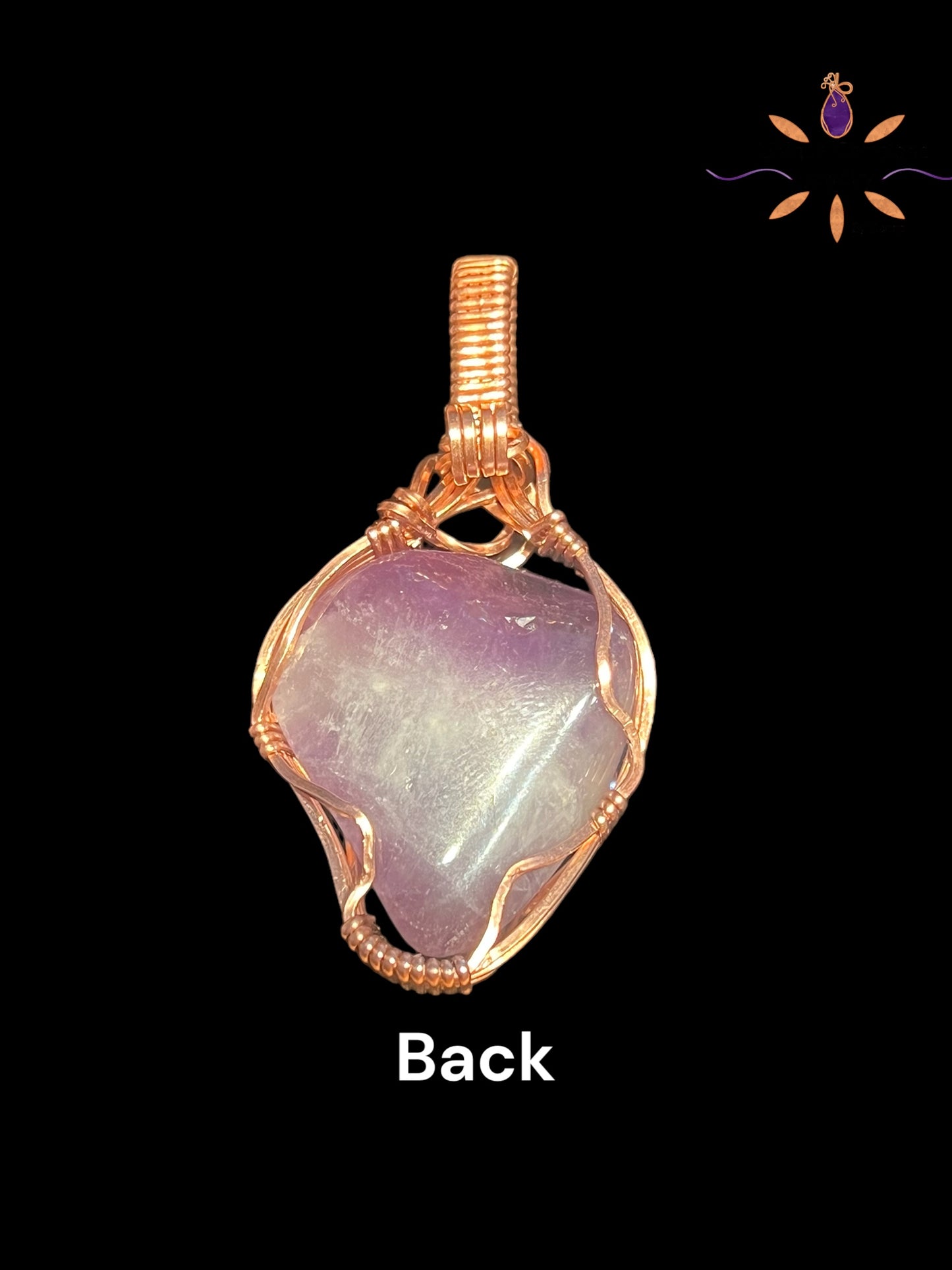 Banded Amethyst Gemstone Pendant wrapped in Copper