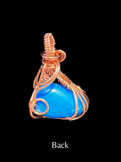 Blue Howlite Gemstone Copper Pendant (small)