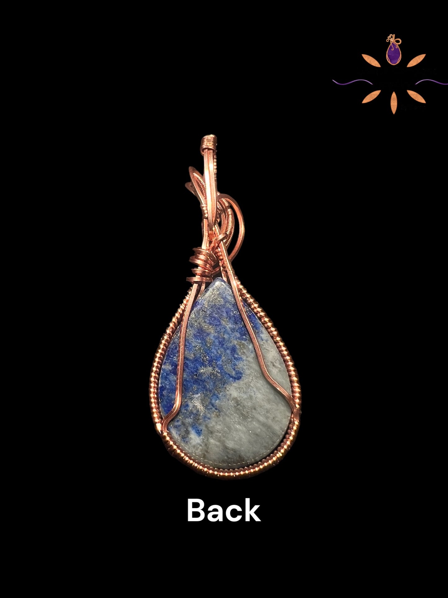 Lapis Lazuli Gemstone Pendant wrapped in Copper