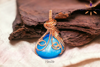 Blue Howlite Gemstone Copper Pendant (small)