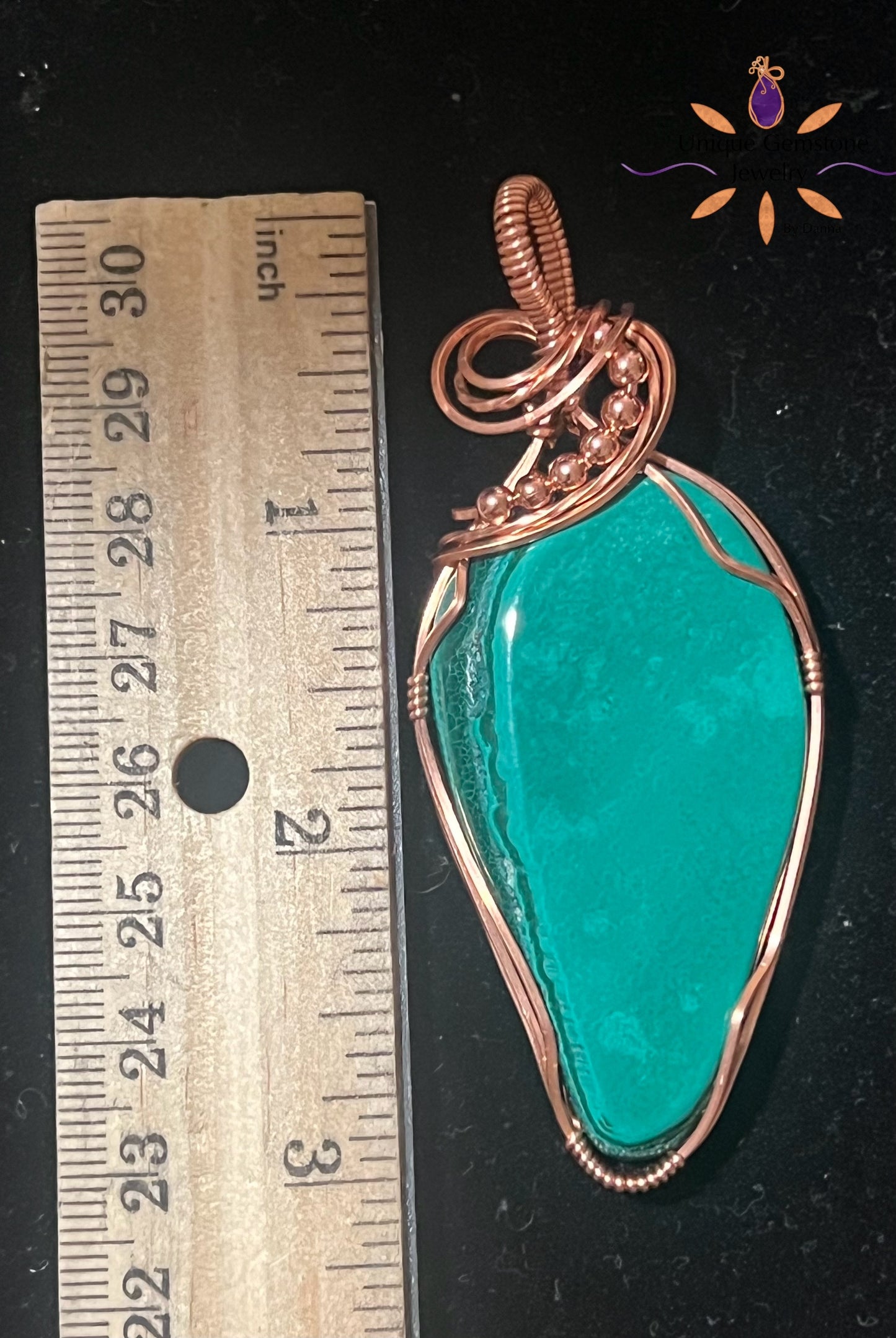 Green Malachite Gemstone Copper Pendant