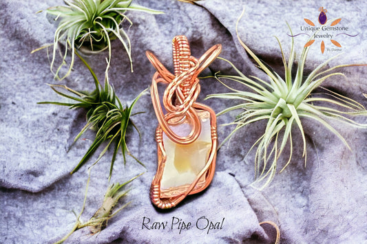 Raw Pipe Opal Copper Pendant