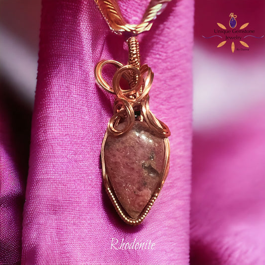 Rhodonite Copper Pendant